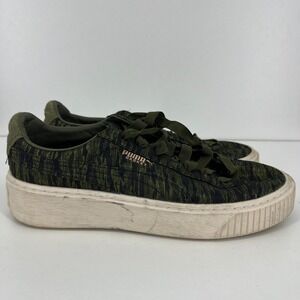 Puma Basket Platform‎ Velvet Rope Platform Women's Size 6 Green Sneakers Shoes